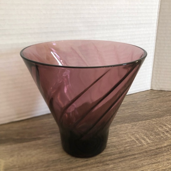 Vtg Hazel Atlas Amethyst Swirl Candy Bowl - Picture 1 of 9
